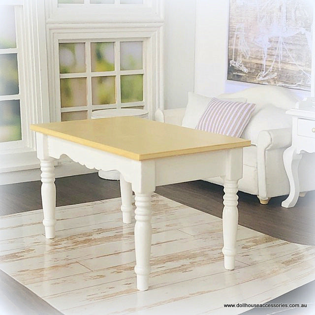 White and Pine Country Table  - Miniature