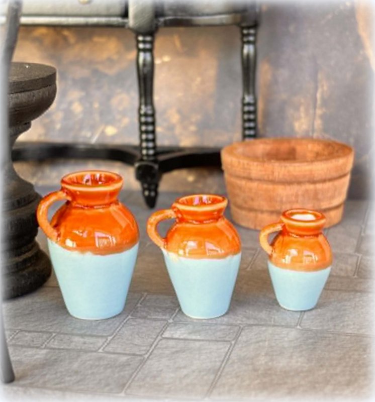 Vases - Set of 3 - Brown Blue - Miniature