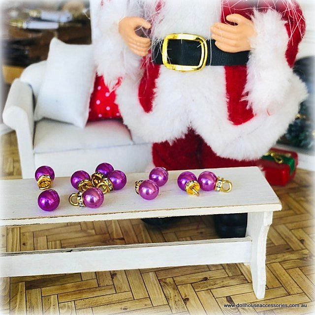Baubles x 10 - Purple - Miniature