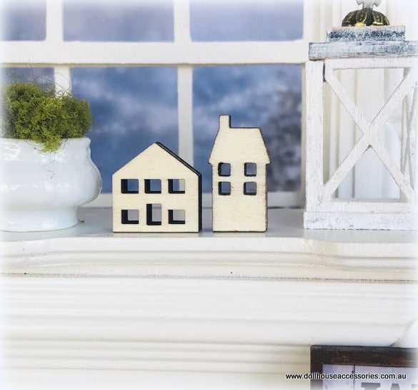 Mini Town Houses - Unpainted - 2.5 cm - Miniature