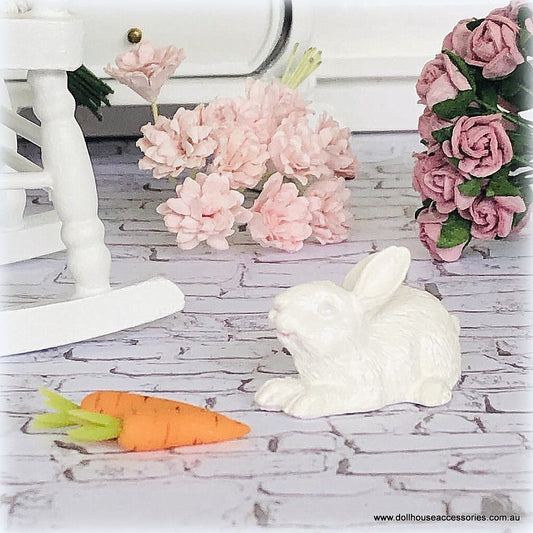 Dollhouse miniature white rabbit Easter bunny