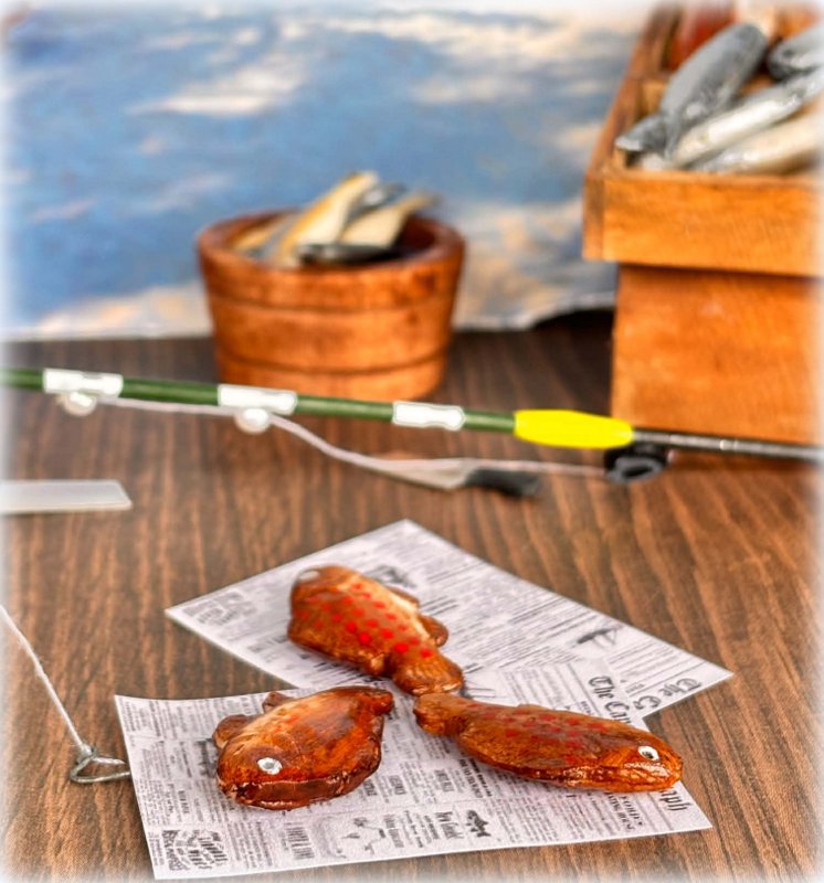 Dollhouse miniature fish red snapper fresh fish market fishmonger