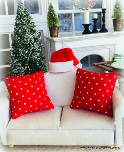 Dollhouse red spotted cushions