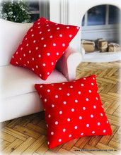 Pair of Red Spotted Cushions - Miniature