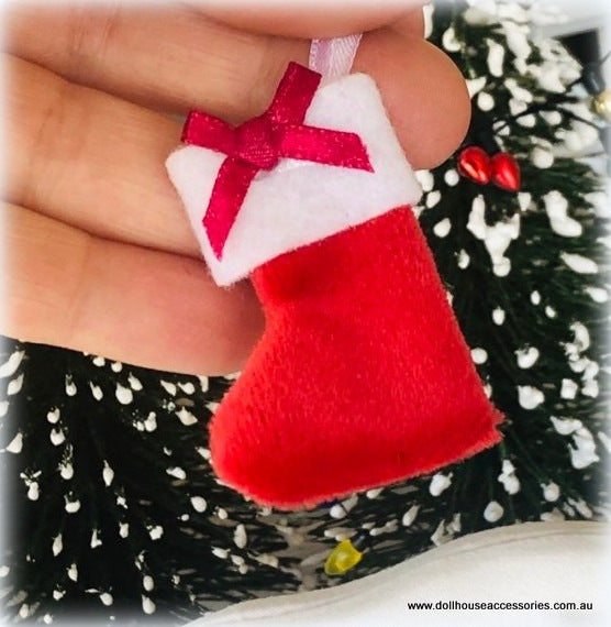 Plush Christmas Stocking - Maroon - Miniature