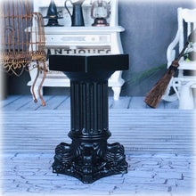 Dollhouse black pedestal stand carved roman museum