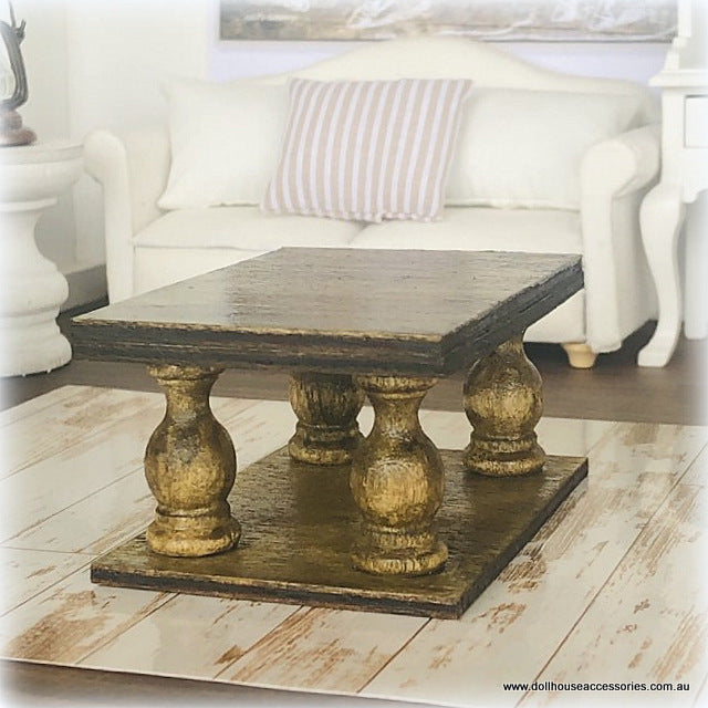 Dollhouse rustic modern balustrade coffee table