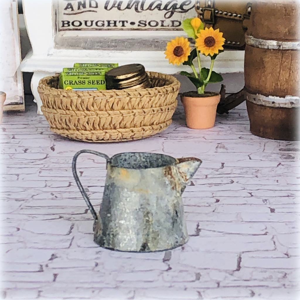 Vintage Style Galvanised Watering Can - Miniature