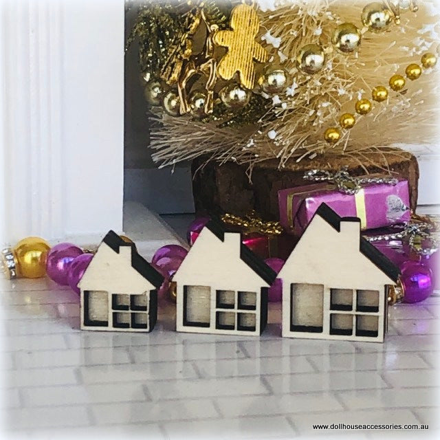 Set of 3 mini Cottages - Unpainted - Miniature