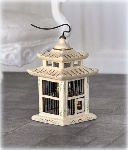 Dollhouse cream ornate birdcage