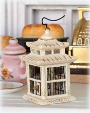 Ornate Cream Birdcage with Bird - Miniature