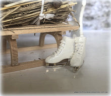 Dollhouse Miniature White skates ice skating