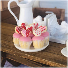 Dollhouse miniature food pink cupacke cake shop