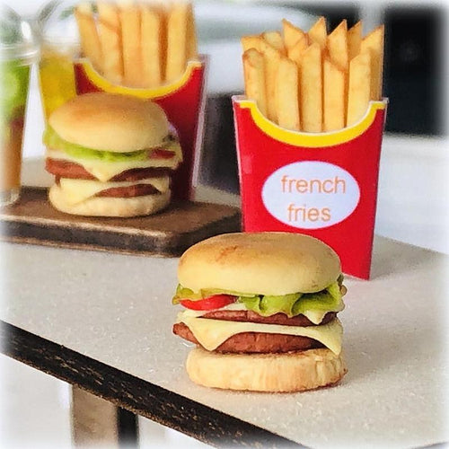 Dollhouse miniature takeaways burger fries drinks 