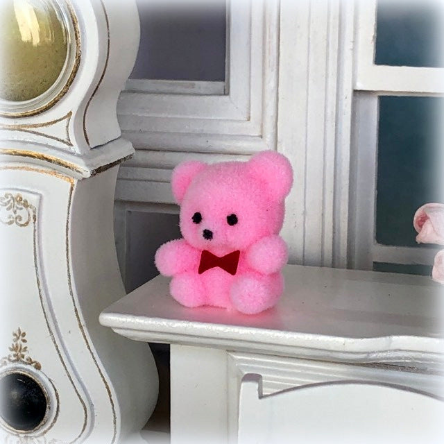 Pink Flocked Bear cm high Miniature – Dollhouse
