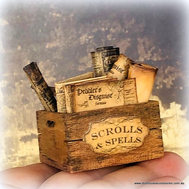 Dollhouse scrolls ancient spells apothecary supplies
