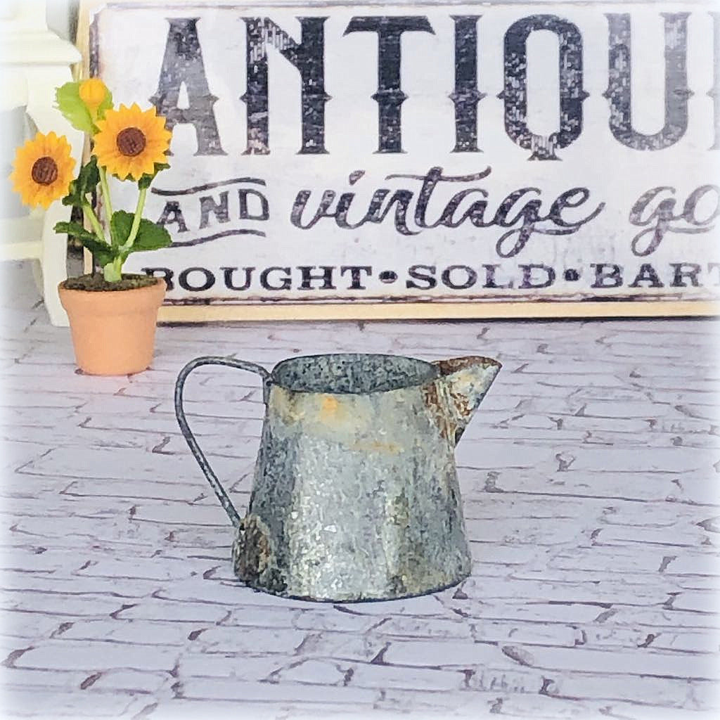 Vintage Style Galvanised Watering Can - Miniature