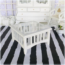 White Slat Coffee Table with Acrylic Top - Miniature