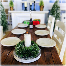 White Candle in Table Garland - Miniature