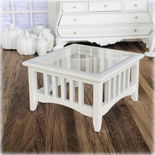 White Slat Coffee Table with Acrylic Top - Miniature