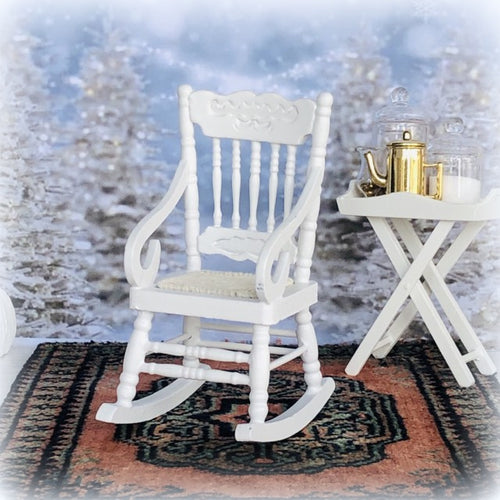 Dollhouse charming country rocking chair white