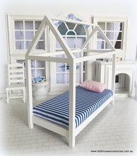 Dollhouse miniature white canopy bed house bed modern