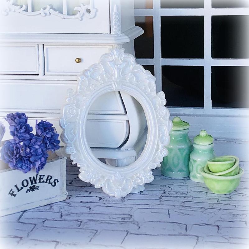 Dollhouse pure white ornate frame