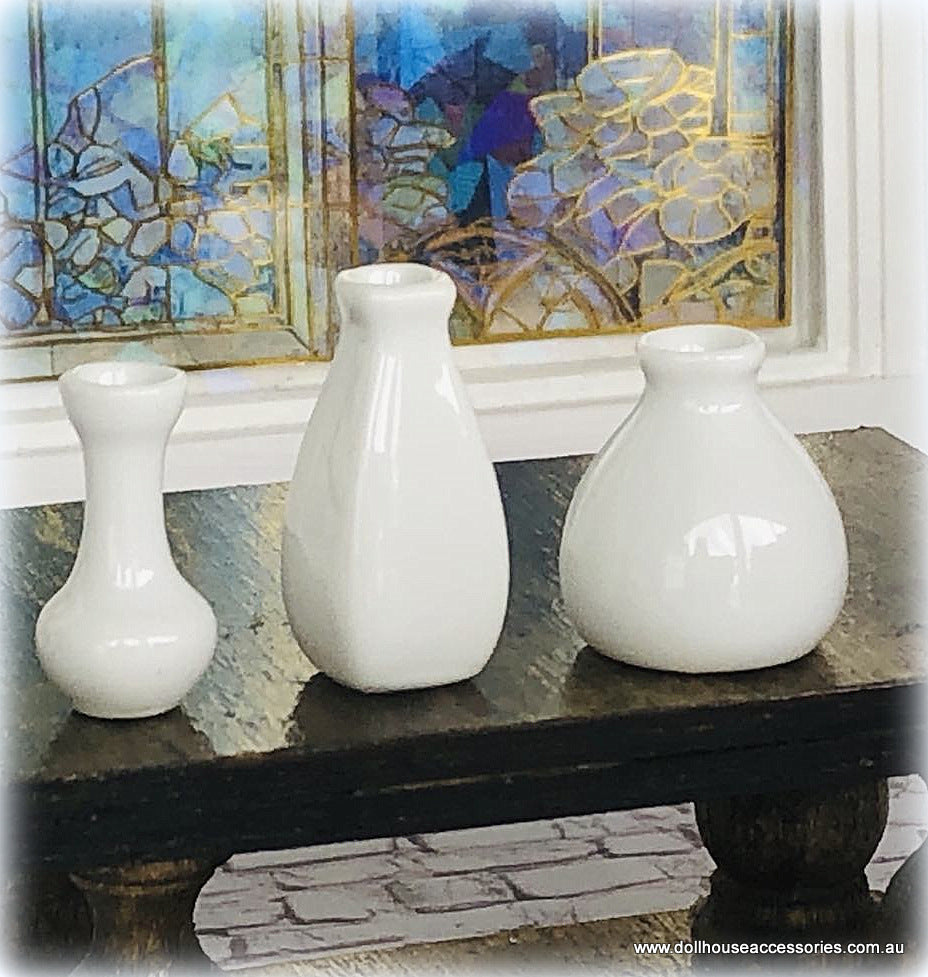 Dollhouse modern ornaments white vases set contemporary dollhouse