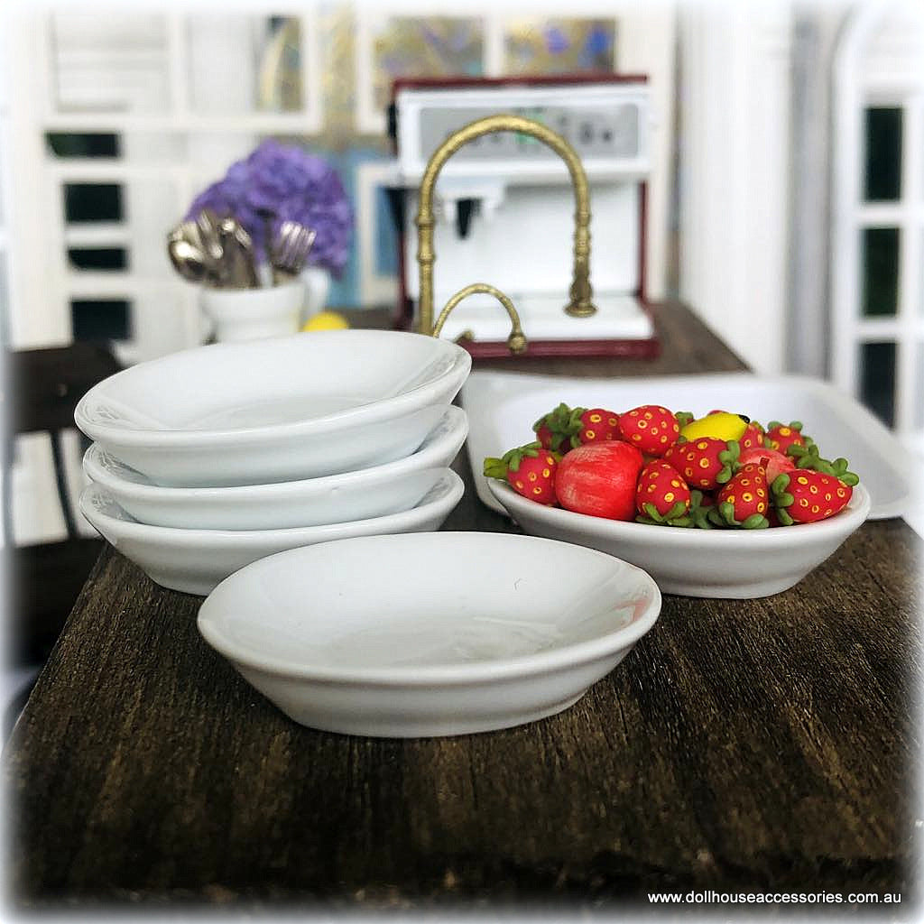 Dollhouse white crockery modern oval dish