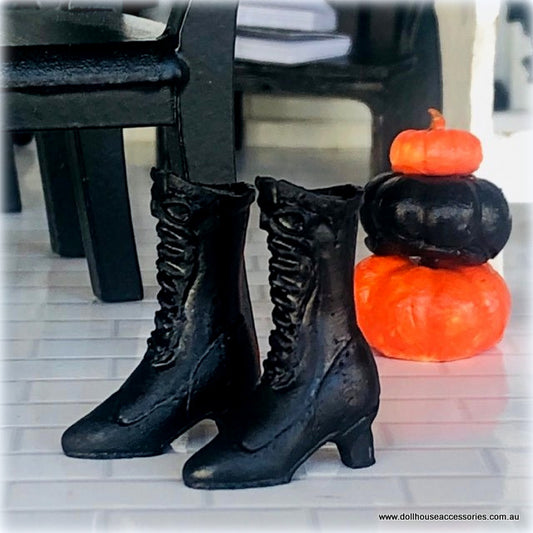 Black Lace Up Boots - Miniature