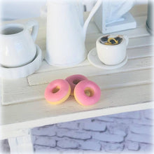 Iced Pink Donuts - set of 3 - Miniature