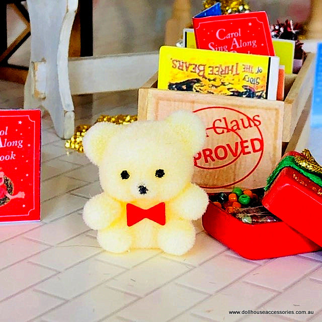 Dollhouse Yellow Flocked toy bear Santa's workshop