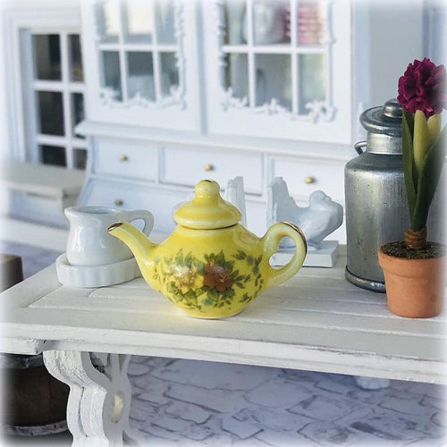 Dollhouse yellow kitchen teapot
