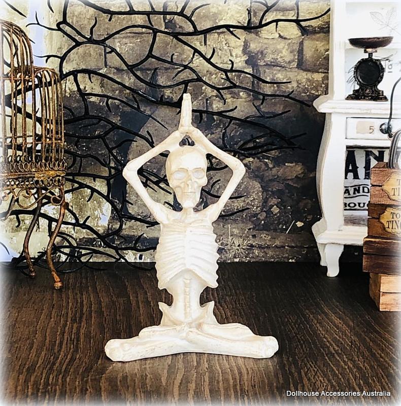 Yoga Skeleton - Hands Above Head - 10 cm high - Miniature