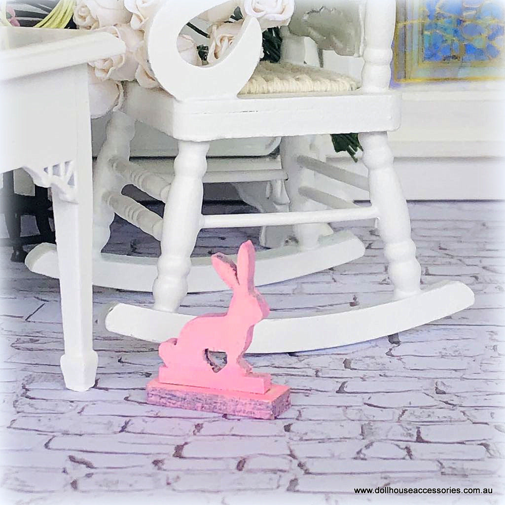 Dollhouse pink easter bunny decor