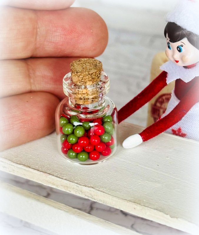Dollhouse Christmas Jar of Sweets or beads