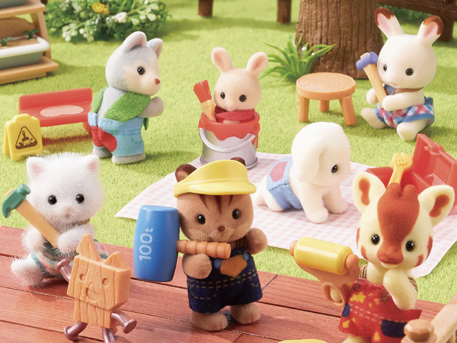 Sylvanian Families Builder Series - Baby Chocolate Rabbit with accessories
