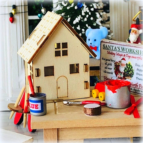 Dollhouse miniature Santa's workshop bench north pole