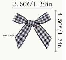 Ribbon Bows x 2 - Black and White Plaid