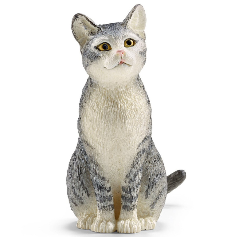 Schleich Grey cat sitting farm world