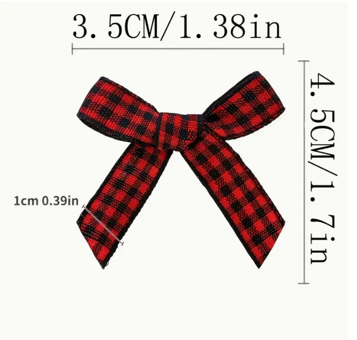 Ribbon Bows x 2 - Red and Black Plaid