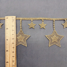 Dollhouse christmas decoration hessian gold star hanging bunting