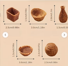 Resin Wicker Style Baskets - Set of 5 - Miniature
