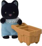Sylvanian Families Black Cat Baby with Trolley