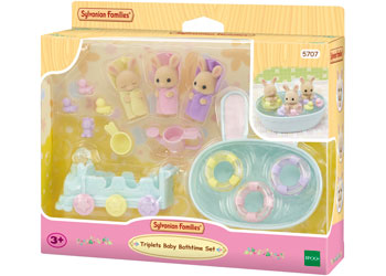Sylvanian Families Triplets Baby Bath Time Set with Milk Rabbit Triplets