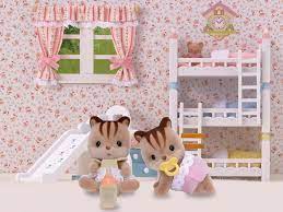 Sylvanian Families Walnut Squirrel Twins with bottle and dummy
