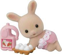 Sylvanian Families Milk Rabbit Baby with Milk and Eggs