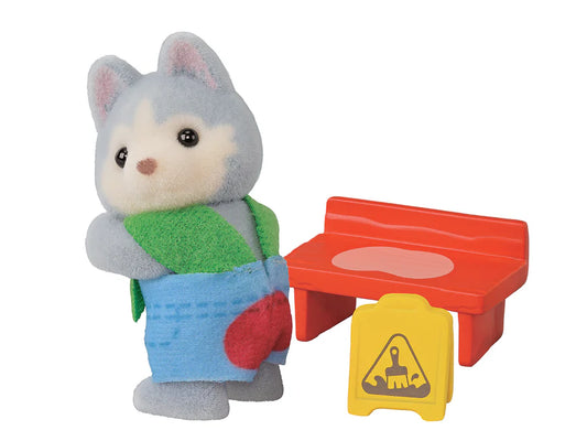 Sylvanian Families Builder Series - Baby Husky with accessories