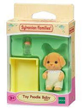 Sylvanian Families Poodle Baby with crib and bottle