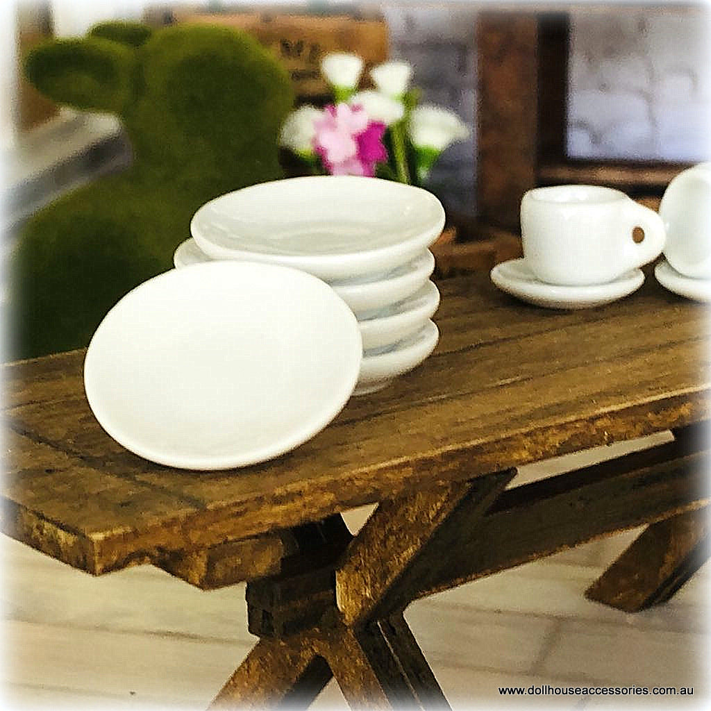 Dollhouse modern white crockery kitchen plates